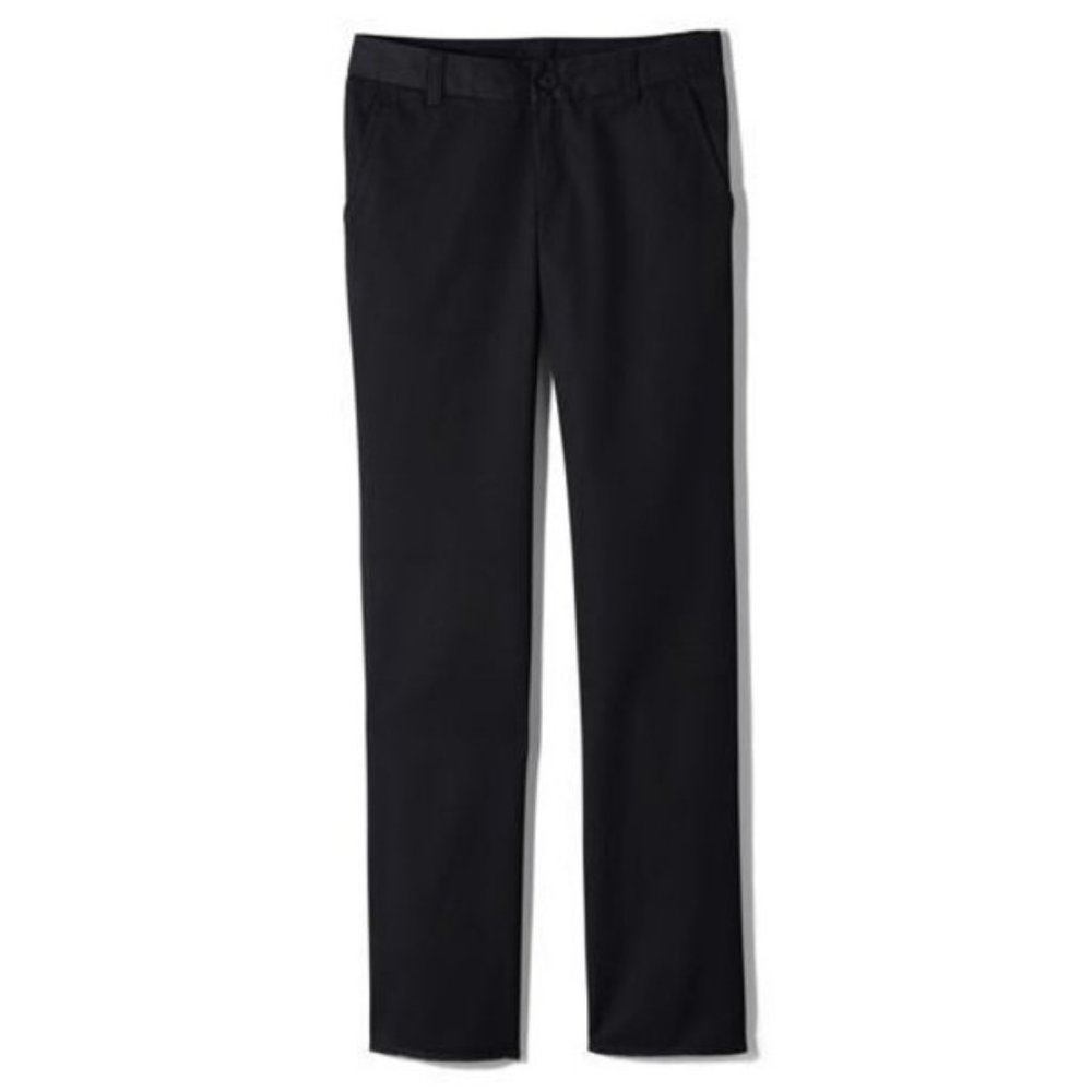 NWT LANDS' END GIRL'S PERFECT FIT IRON KNEE‎ CHINO PANTS BLACK 4